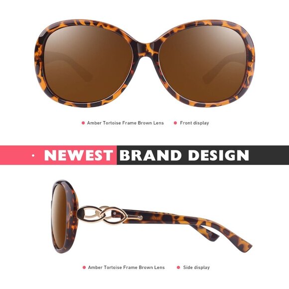 🆕 Women Brown Trendy Oversized Sunglasses Ladies Polarized Big Frame Shades - Picture 3 of 6